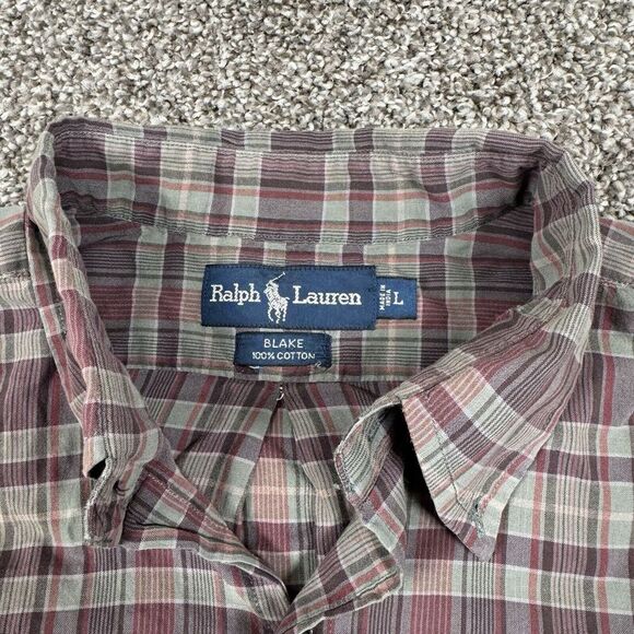 Ralph Lauren Blake Men's Large Red Plaid Short Sleeve Button Shirt‎ - Picture 3 of 6